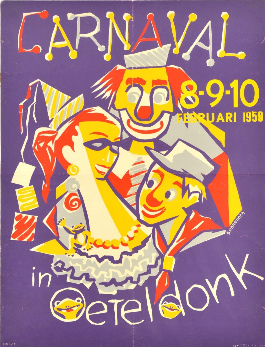 #LotOfTheDay *3 Weeks* to our original vintage posters auction 20 September sale — view our catalogue and bid online now antikbarauctions.com/catalogue/lot/… 

Lot 68: Carnaval In Oeteldonk

#AntikBar #VintagePoster #Auction #Carnival #Mask #Clown #Frog More info/links antikbar.co.uk/pages/antikbar…