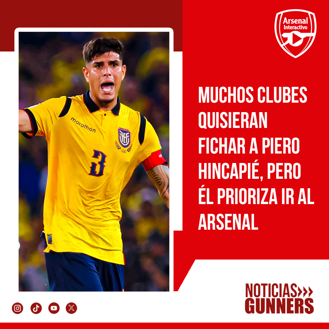 ArsenalInteract's tweet photo. 🇪🇨 MUCHOS QUIEREN A PIERO
David Ornstein: “A muchos clubes les gustaría fichar a Piero Hincapié, pero tengo entendido que está priorizando al Arsenal y es algo que está muy ansioso por hacer". https://t.co/ukx8L9ZN38