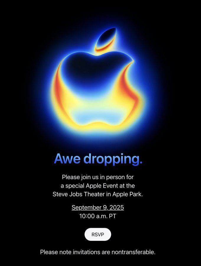 BrandonButch's tweet photo. Apple announces iPhone 17 event!  

“Awe dropping.”

September 9th, 2025 at 10am PT

#AppleEvent https://t.co/NsdSM2euls