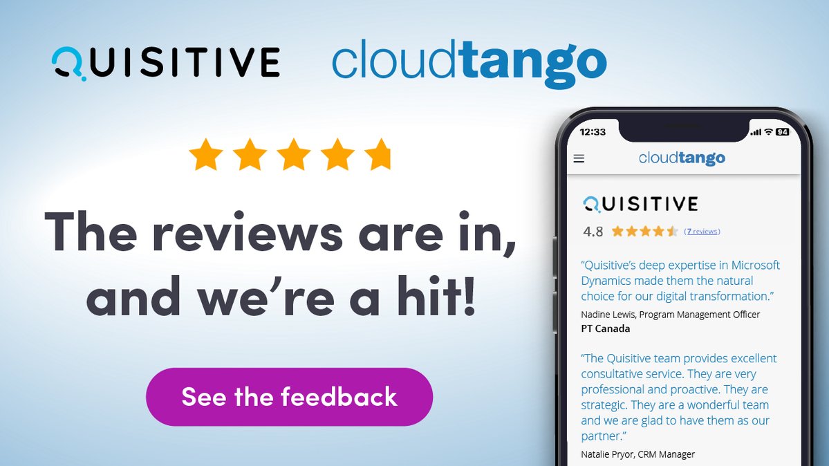 BeQuisitive's tweet image. 🎉 Quisitive holds a 4.8-star rating on Cloudtango! ⭐⭐⭐⭐⭐

See what customers are saying, or join the party and leave a review.👉 cloudtango.net/providers/9377…

#MicrosoftPartner #CustomerSuccess #CloudtangoRating #DigitalTransformation #ClientFeedback