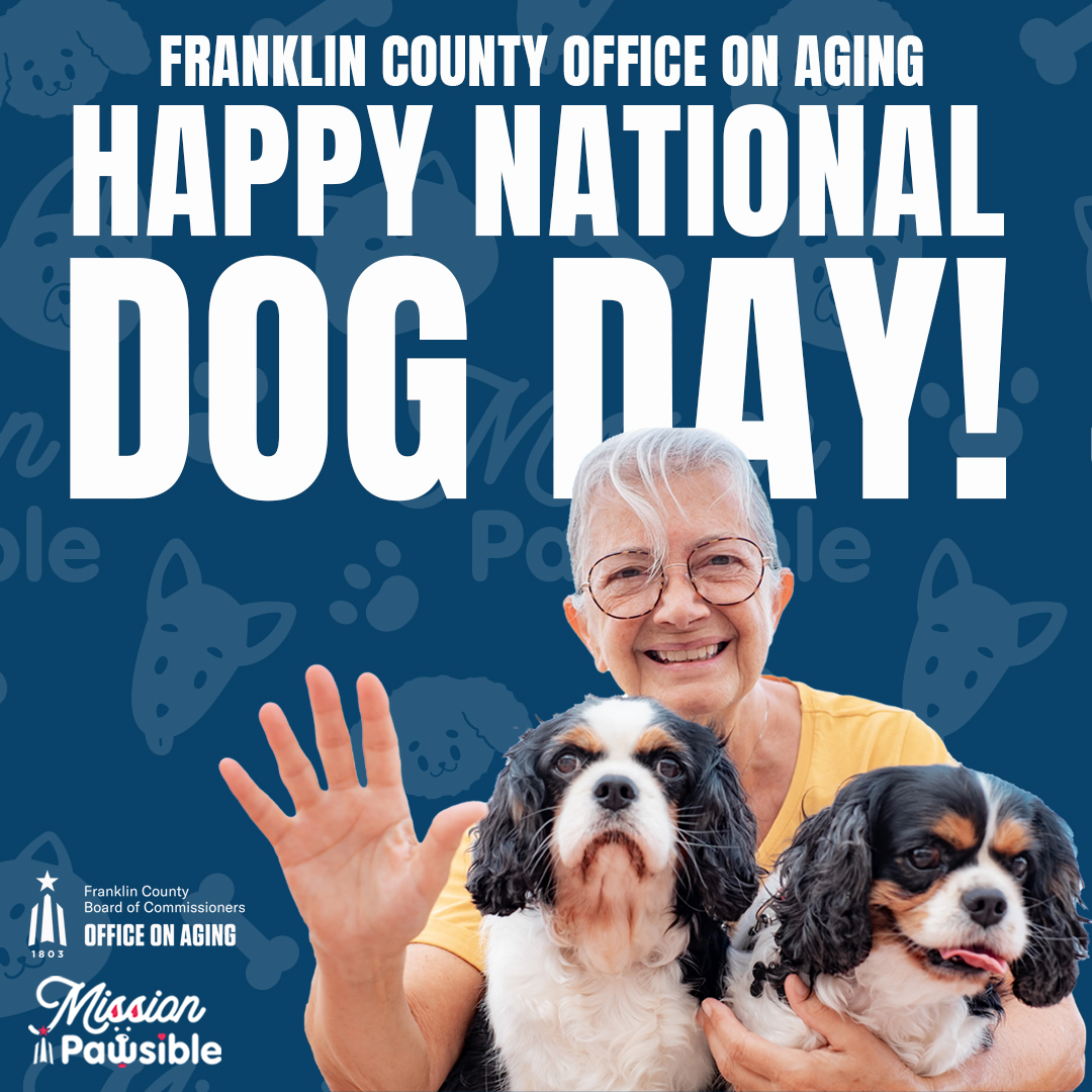 🐶 Happy #NationalDogDay!

At Franklin County Office on Aging, we know pets enrich seniors’ lives. That’s why we launched Mission Pawsible — supporting the bond between older adults &amp; their furry friends. 🐾

Because every senior deserves a loyal companion.