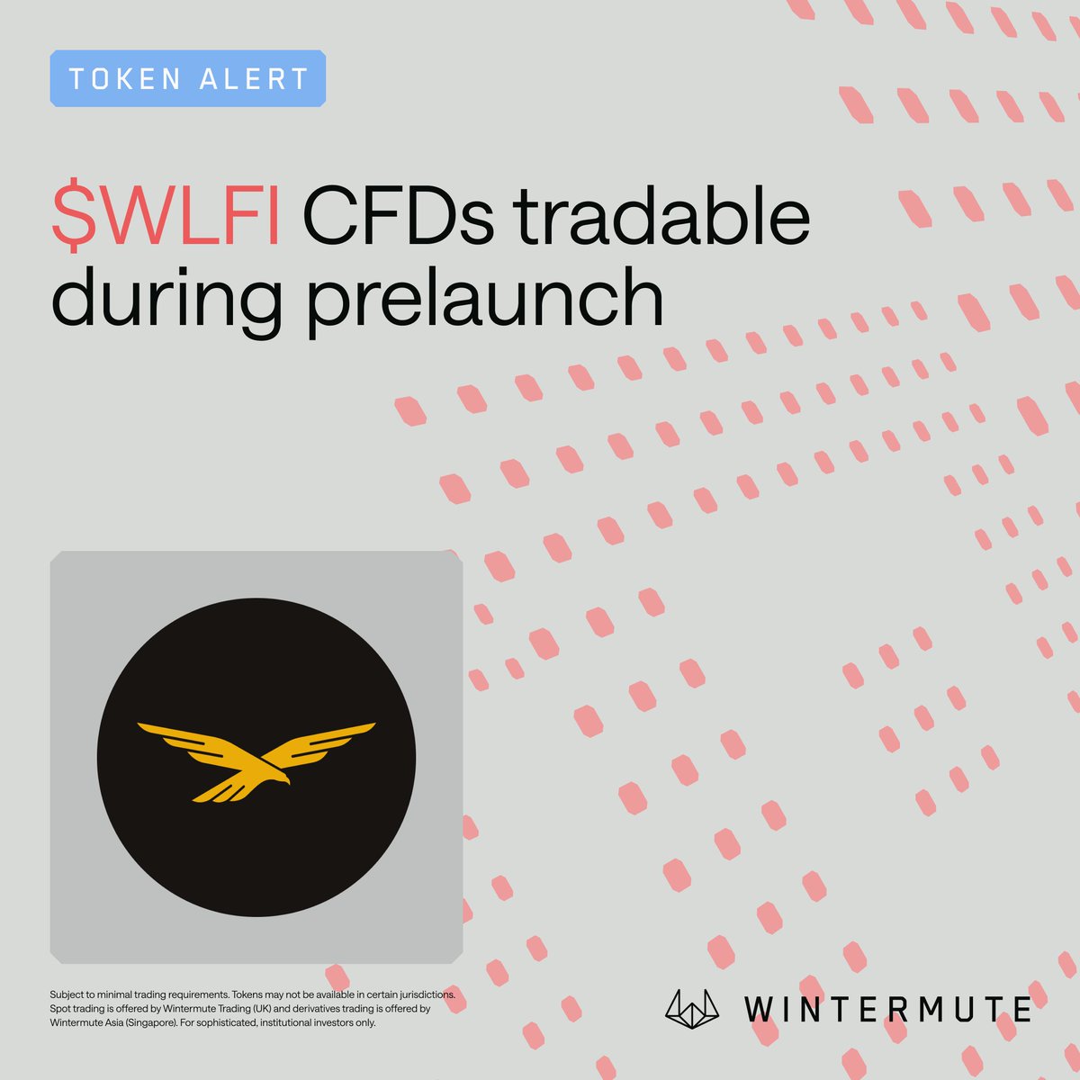 WLFI is tradable via CFDs with Wintermute OTC desk in its premarket phase  Looking to get exposure or hedge? Reach out for more information →→ trade@ wintermute.com