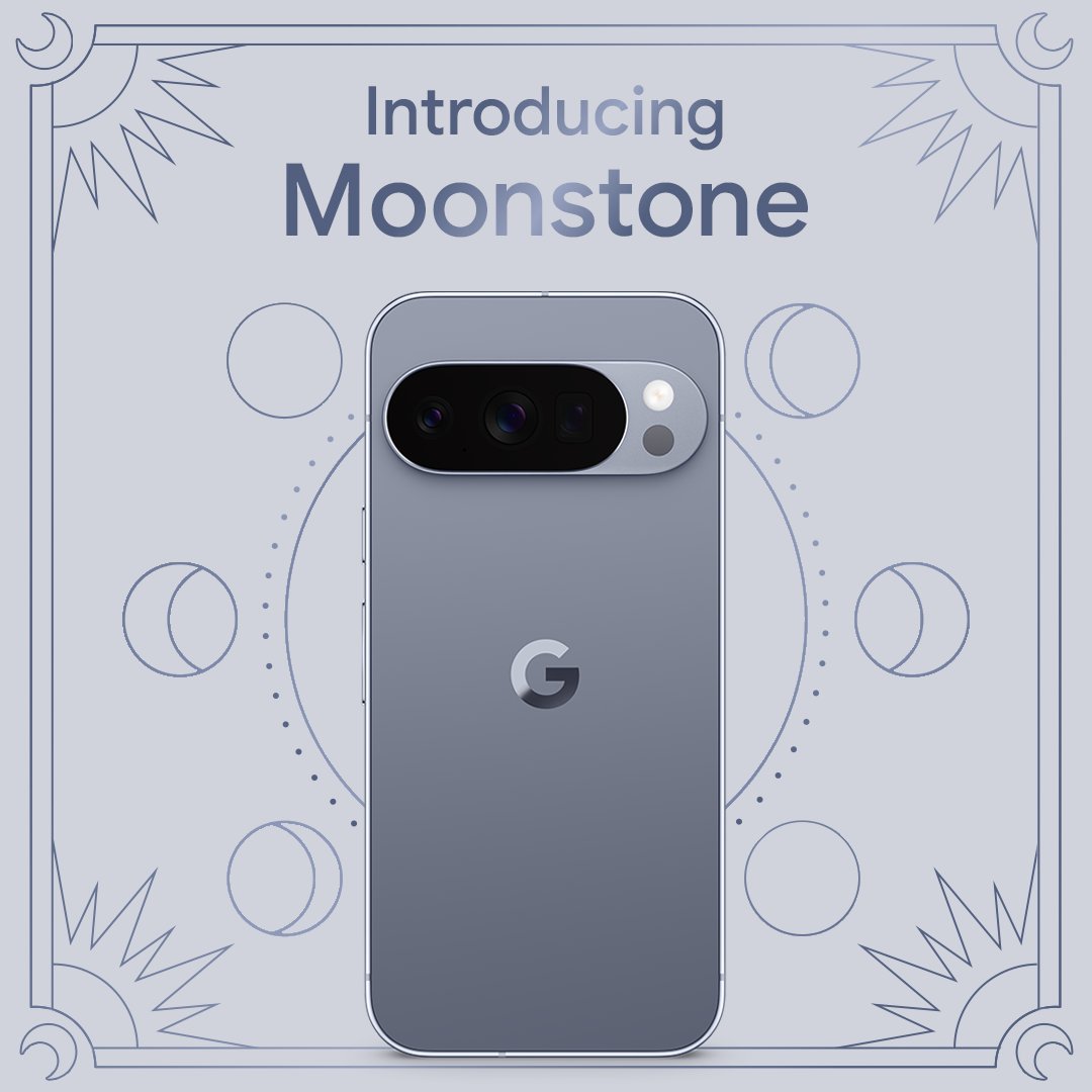 madebygoogle's tweet image. We see Moonstone in your future 🔮💫 The new colorway has us starry-eyed —see what else #Pixel10 Pro has in the cards: goo.gle/4oSnJBL