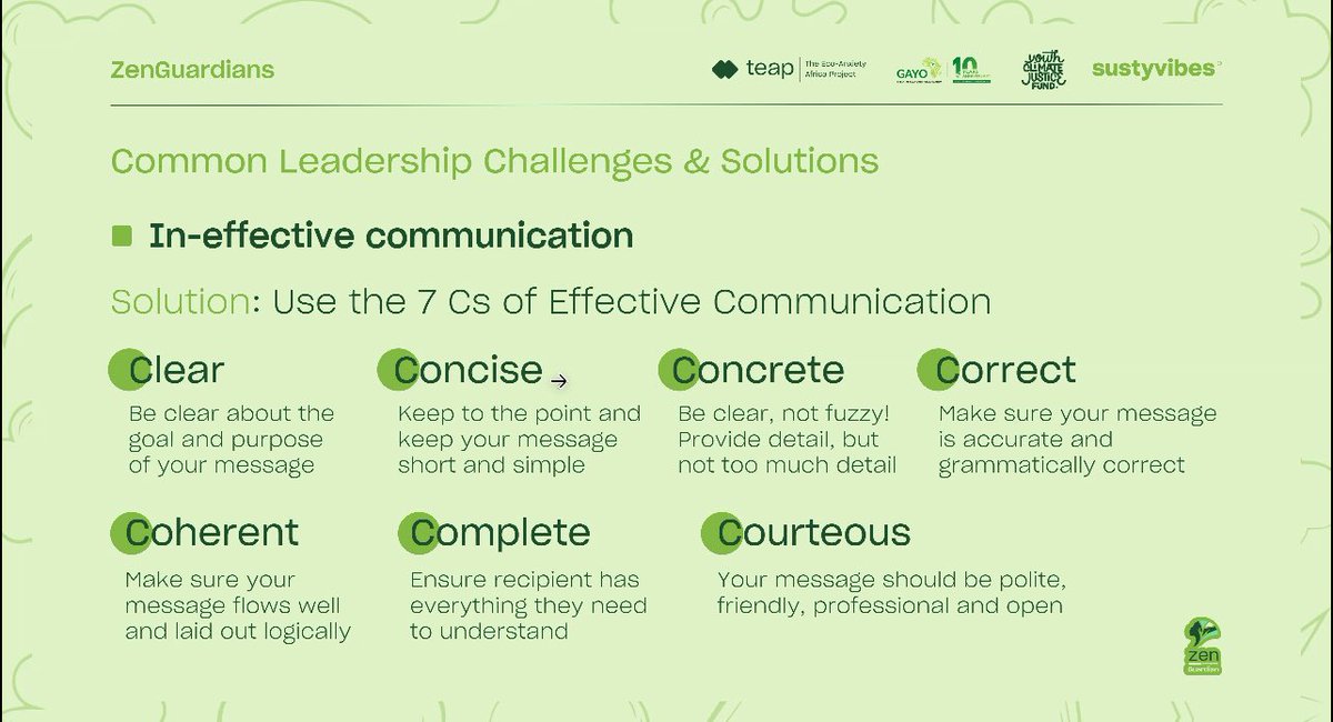 In today's sessions we looked at some of the common leadership #Challanges and #Solutions that can be applied while organizing  ZenCafe's in our communities.
#Eco_Anxiety 
#TheZenGuardians
#Uganda🇺🇬
<a href="/GayoUganda/">Green Africa Youth Organization (GAYO Uganda)</a> <a href="/YCCUganda/">Youth Climate Council Uganda</a> <a href="/gayoghana/">Green Africa Youth Organization (GAYO)</a>