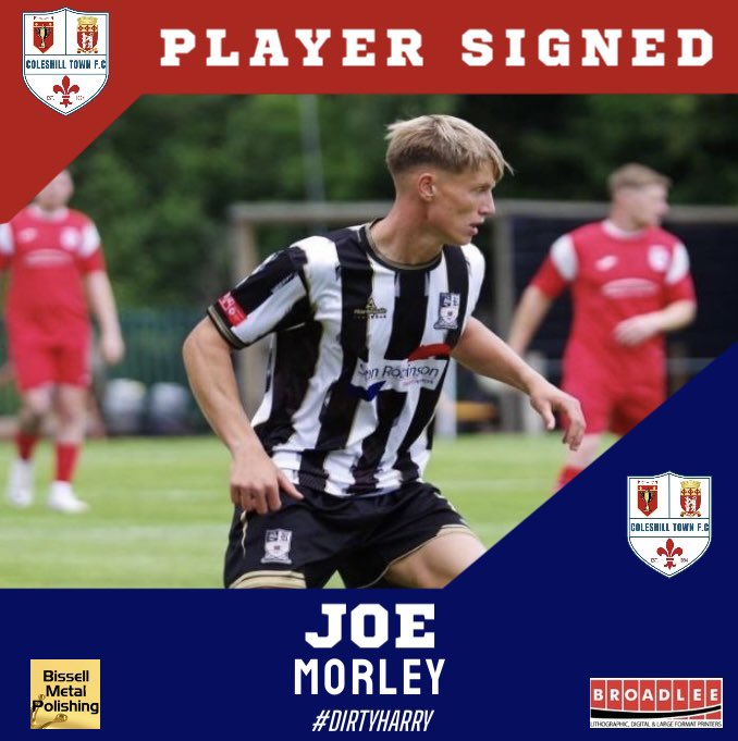 NEW SIGNING ✍🏼

Joe Morley joins the Colemen ✍🏼

We are pleased to announce the signing of Joe Morley, who joins us from Stafford Rangers FC. 

Harry said “Delighted to have signed Joe, he’s very good technical footballer and I think it’s a good fit for both us and himself. I’ve
