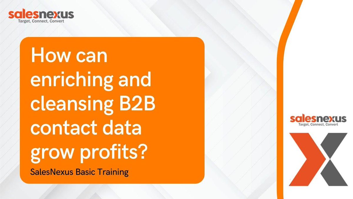💡 B2B Tip: Clean contact data = more $$!

Enriching &amp; cleansing lists can deliver 67% more revenue per account + stronger engagement.

🎥 Watch the video: 
❗Check us out: rfr.bz/tf414d4

#B2B #Sales #DataQuality #SalesNexus rfr.bz/tf06712
