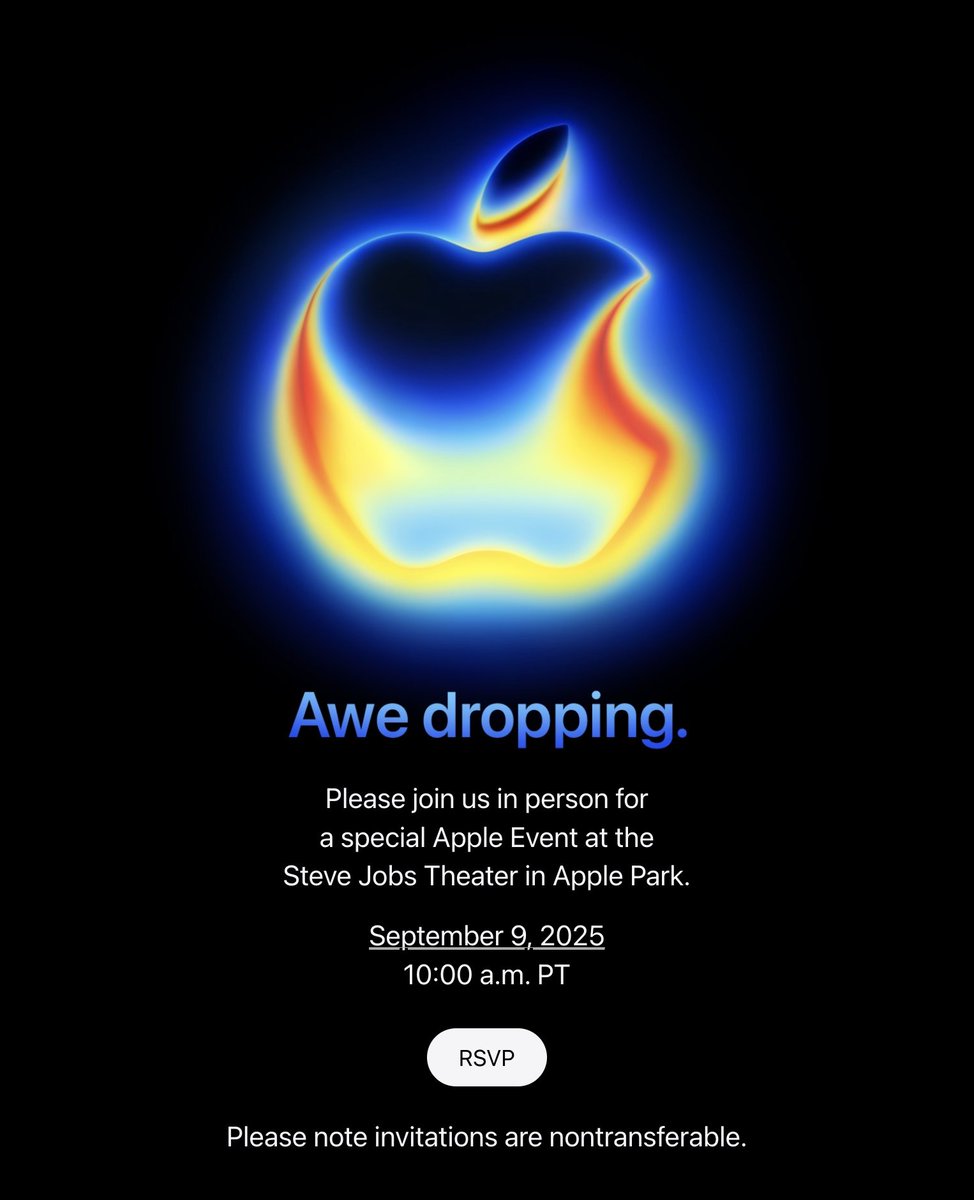 Get ready for an awe dropping #AppleEvent    on Tuesday, September 9!
