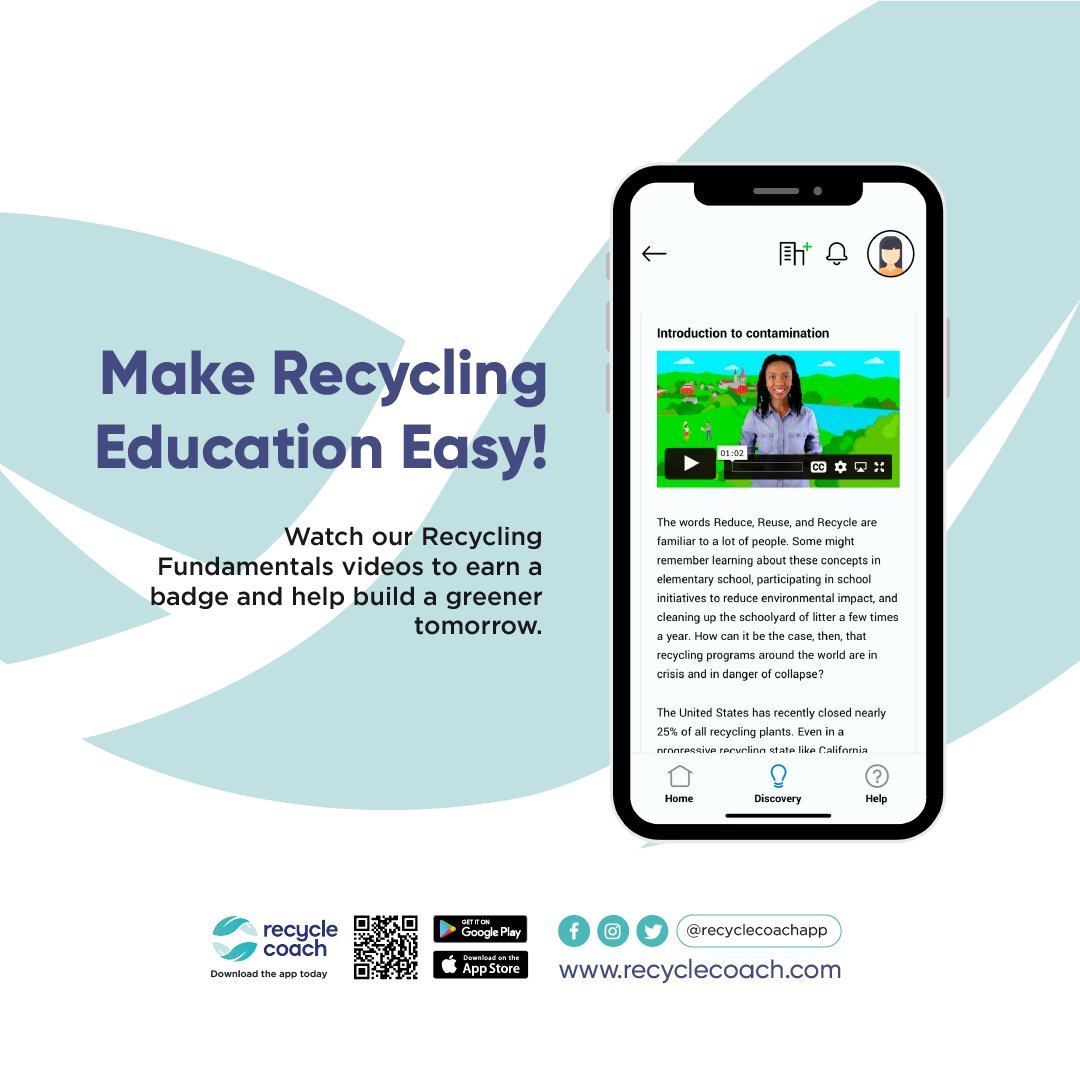 Make recycling education easy!🧠 Download the FREE Recycle Coach app today.♻️