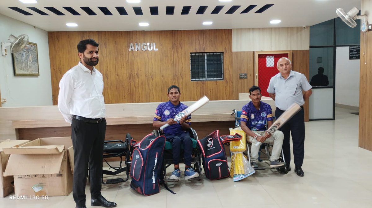 Collector and District Magistrate, Angul (@angul_dm) on Twitter photo Wheel chair and Cricket Kit presented to Mr Dhrub Charan Pradhan and Mr Nirmal Kumar Sethi by Collector and DM, Angul for participation in national Level Special abled Cricket tournament to be held at Goa from 5th September 2025 .
<a href="/CMO_Odisha/">CMO Odisha</a>
<a href="/IPR_Odisha/">I & PR Department, Odisha</a>
<a href="/sports_odisha/">Odisha Sports</a> Wheel chair and Cricket Kit presented to Mr Dhrub Charan Pradhan and Mr Nirmal Kumar Sethi by Collector and DM, Angul for participation in national Level Special abled Cricket tournament to be held at Goa from 5th September 2025 .
<a href="/CMO_Odisha/">CMO Odisha</a>
<a href="/IPR_Odisha/">I & PR Department, Odisha</a>
<a href="/sports_odisha/">Odisha Sports</a>