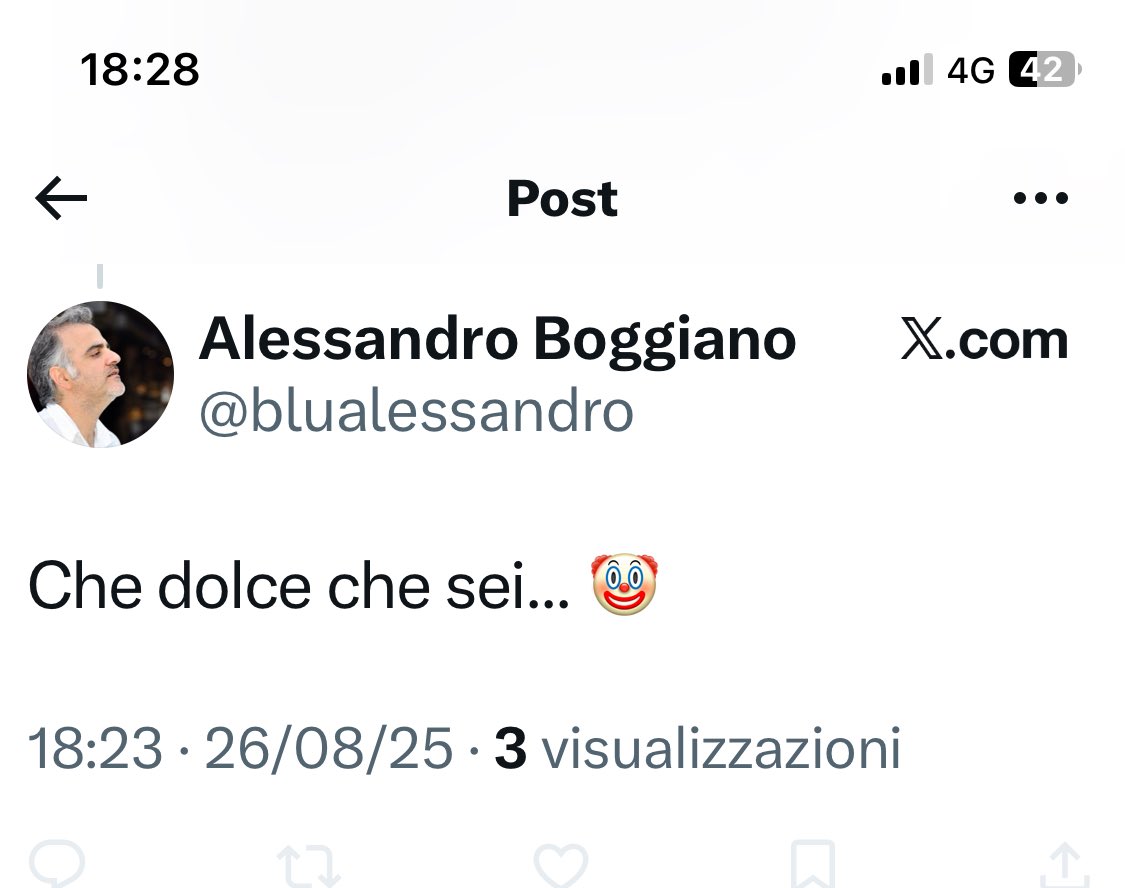 Volevo ringraziare questo buffone delle sue parole così gentili?Grazie <a href="/blualessandro/">Alessandro Boggiano</a>