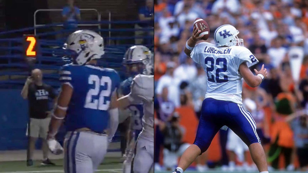 The Next Superstar: Jared Lorenzen's Son, Tayden, Is Wearing His Dad's 22 Jersey At The Same High School And Scored A Walk-Off 2pt Conversion To Start The Season buff.ly/JO2PEO9
