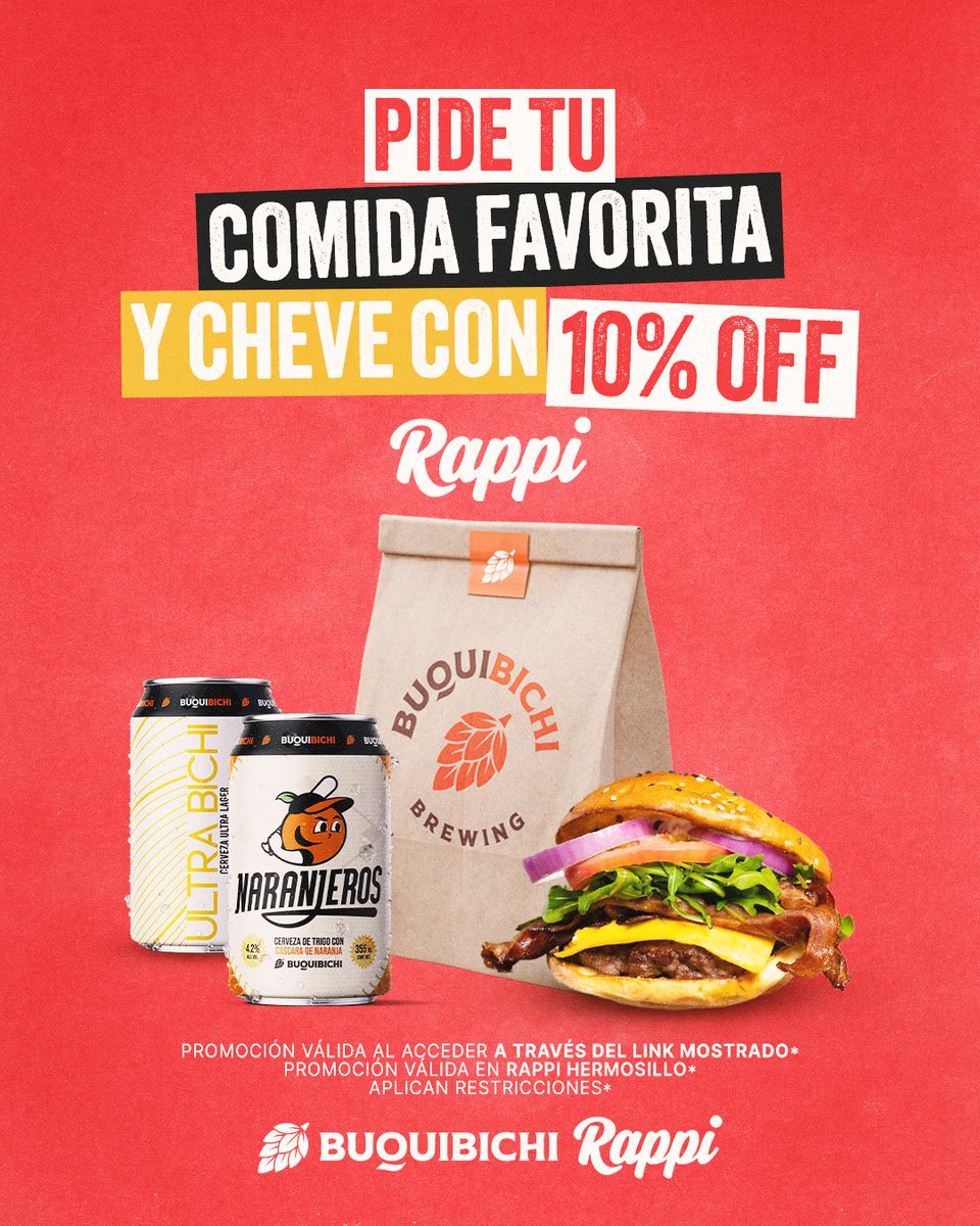 ¿Antojo de algo rico? 👀

Pide tu comida favorita y cheve en <a href="/RappiMexico/">Rappi México</a> y disfruta con un 10% OFF 🍻.

rappi.onelink.me/y6GB/8ag07bqb *

Pícale al link y que te llegue directo hasta la puerta 🚪.

*Descuento válido solo en Hermosillo y al acceder a través del link mostrado.