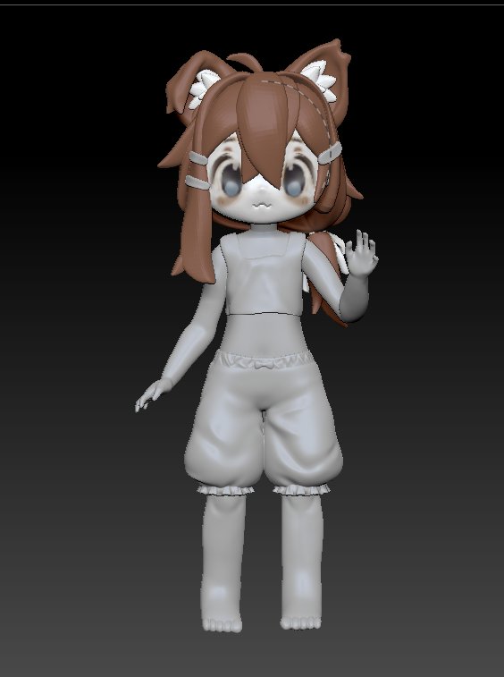 簡単なポージングと服のシワ追加
あとは分割作業をぼちぼち進めます