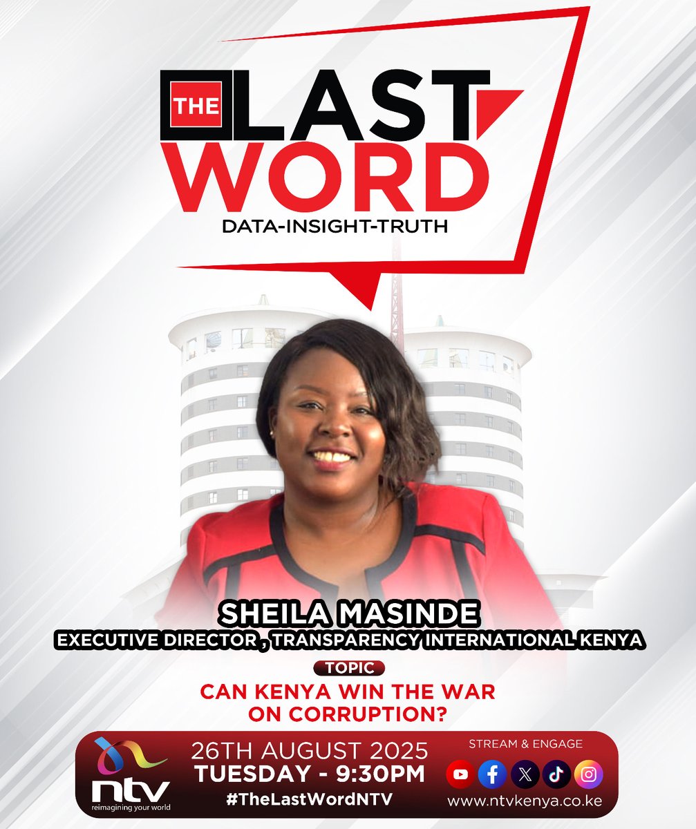 Can we as a country win the war on corruption?

Tune in to <a href="/ntvkenya/">NTV Kenya</a> tonight at 9.30pm for The Last Word with <a href="/SheiMasinde/">Sheila Masinde</a> and share your thoughts.

#WarOnCorruption