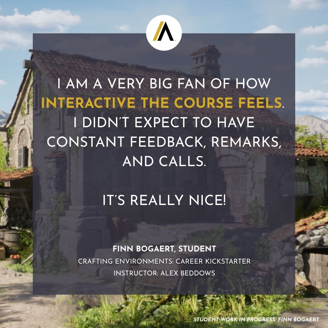 Thank you Finn Bogaert for the nice testimonial! We like to give as much feedback as possible to help our students succeed.

Finn is a student in <a href="/BeddowsDesign/">Alex Beddows</a> 's course: Crafting Environments: Career Kickstarter

Reserve your seat for our October intake: