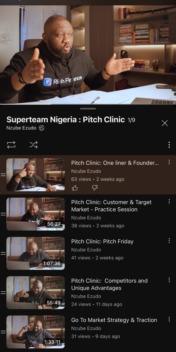 SuperteamNG's tweet photo. New Resource for Founders & Builders 🥳

You can now access the entire SuperteamNG Pitch Clinic in one curated playlist 🔥 

- High impact one-liners
- Investor vs. user audience segmentation
- Go-to-Market (GTM) frameworks
- Storytelling mechanics for early stage teams

This series breaks it all down 👇🏿