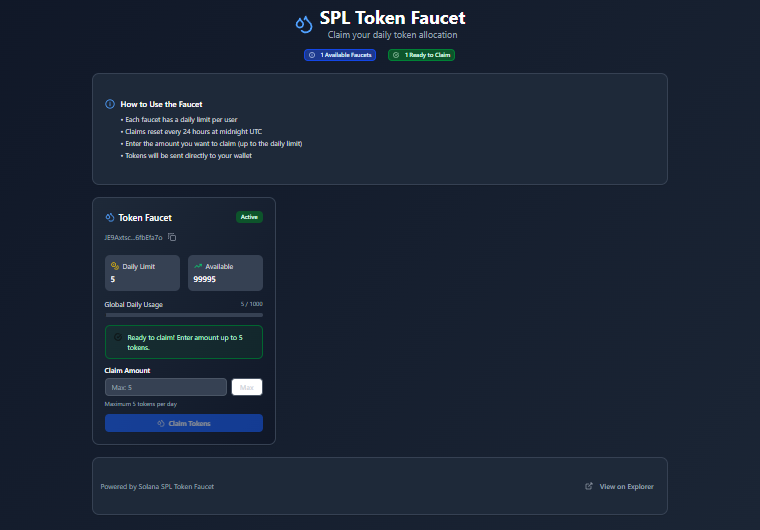 0xjumba's tweet photo. 🚀 Just built an SPL Token Faucet smart contract on #Solana!

🔹 Admin panel to manage faucets, deposits &amp; withdrawals
🔹 Daily &amp; global claim limits
🔹 Simple UI for users to claim tokens.

Code is open-source 👉 https://t.co/8WiXPD4mXo https://t.co/R3MRVeGrzx