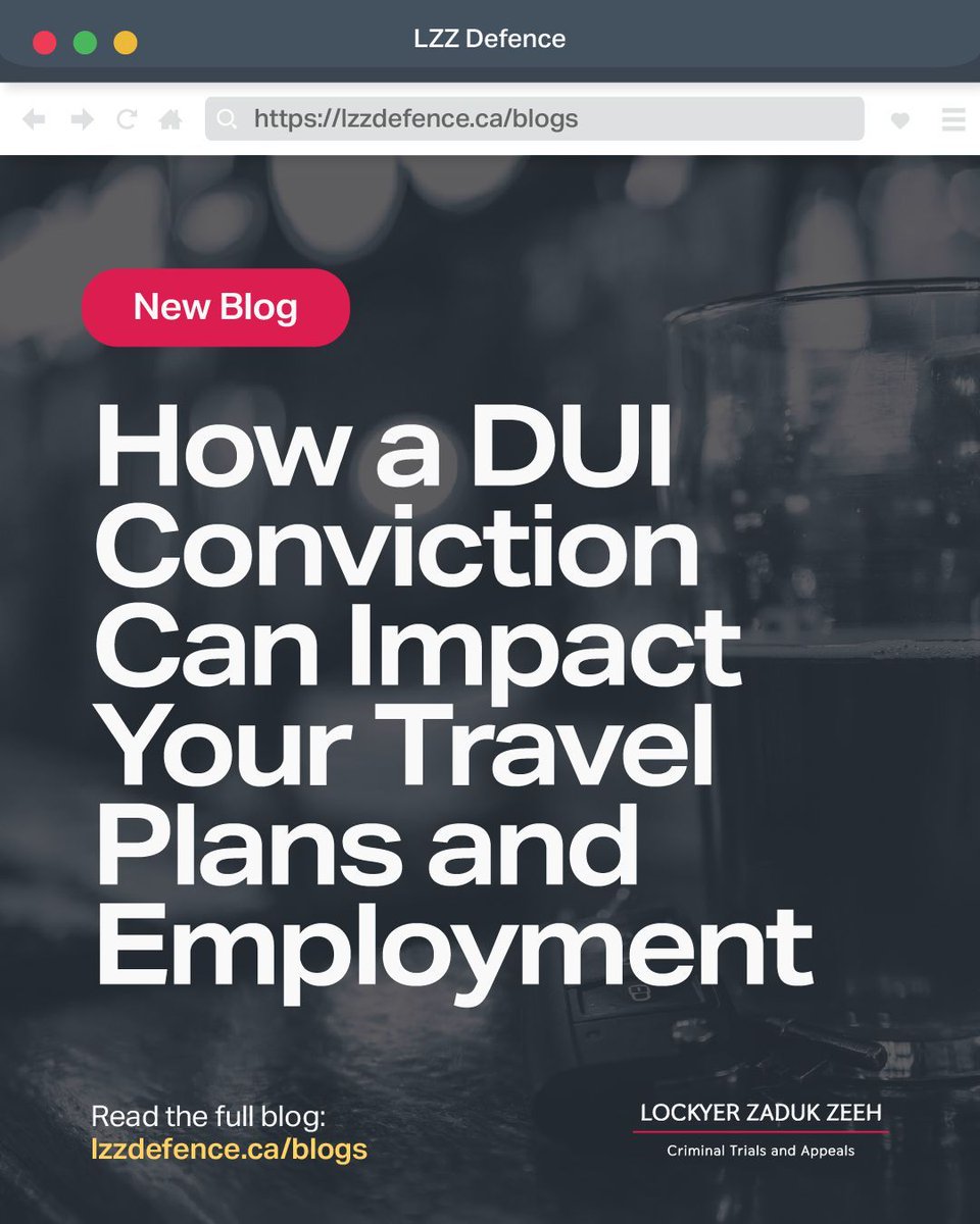 Lockyer Zaduk Zeeh (@lzzdefence) on Twitter photo 📌 At LZZ, we help you understand the stakes. In our latest blog, discover:
- DUI's effect on background checks and employment
- Impact on professional licences
- How a criminal record affects travel 
- Key legal defence strategies
📄 Read more: buff.ly/w4opCYs 📌 At LZZ, we help you understand the stakes. In our latest blog, discover:
- DUI's effect on background checks and employment
- Impact on professional licences
- How a criminal record affects travel 
- Key legal defence strategies
📄 Read more: buff.ly/w4opCYs