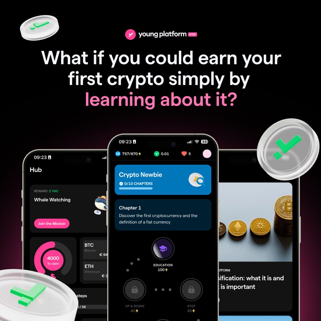 What if you could earn your first crypto simply by learning about it?

That’s the core idea behind Young Platform Step, our gamified “Learn-to-Earn” app designed to be the funniest and safest way to become a crypto expert.

We believe that education is the true foundation of a