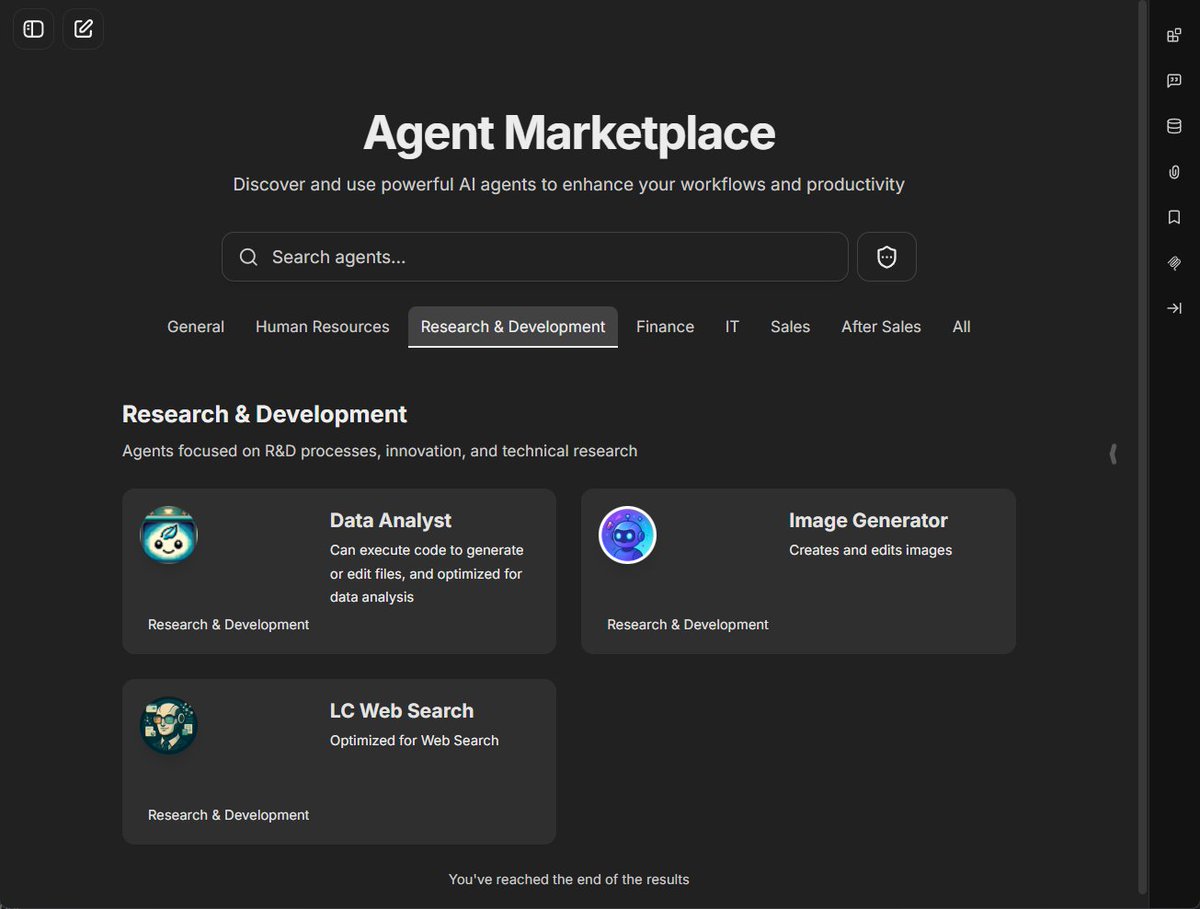 LibreChatAI's tweet image. LibreChat v0.8.0-rc3 is out now with highly anticipated features!
🔐 Granular permissions - Share prompts/agents with specific users, groups, roles, or everyone!
🏪 Agent marketplace - Discover, categorize, and share AI agents
📜 Full changelog:
librechat.ai/changelog/v0.8…