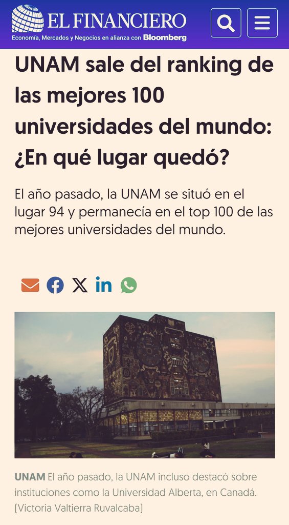 Es sabido que la UNAM se convirtió en un cultivo de chairos, a quienes ya no les importa la excelencia académica, sino conseguir un puesto en morena.

Con razón ya no es de las 100 mejores universidades del Mundo.

Y luego se preguntan porqué México no es potencia científica.