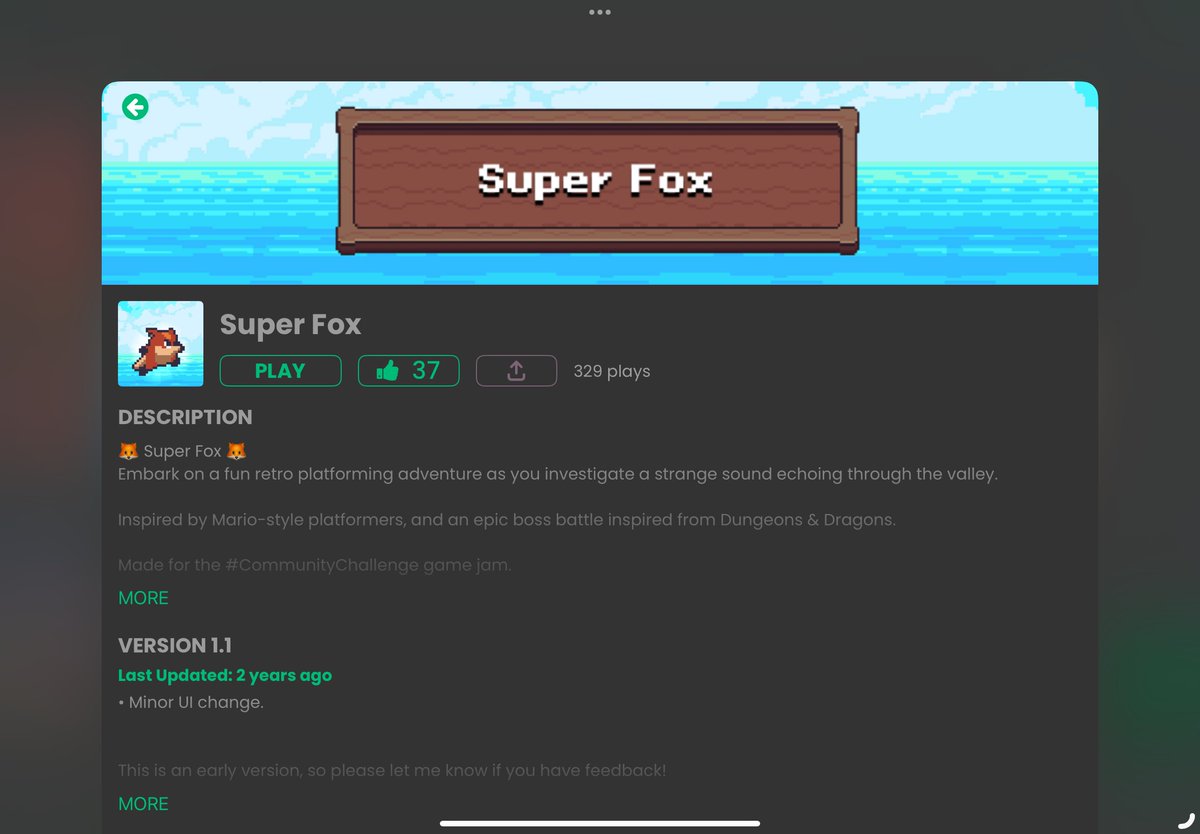 hyperPadApp's tweet image. Super Fox is a high-energy 2D platformer full of fast action and clever design.

Dodge traps, defeat enemies, and make every jump count.

All built using hyperPad’s visual code on iPad.

#hyperPad #platformer #ipaddev #2Dgames #gamemaker