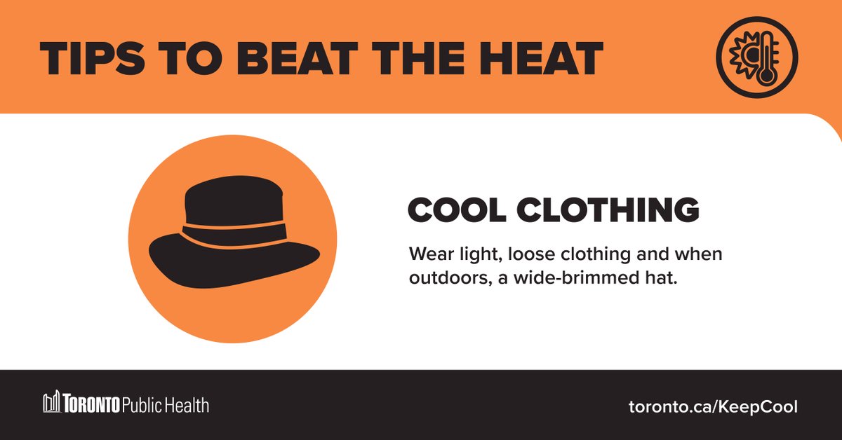 Too much time in the heat is hard on your health, so make sure you dress appropriately for the weather.
 
Get tips on how to keep cool &amp; prevent heat-related illness: toronto.ca/KeepCool
 
#KeepCoolTO