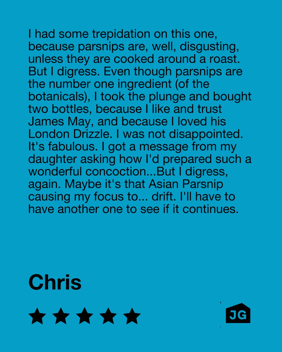 Thanks Chris. We hope your stream of consciousness is helped by a stream of G&amp;Ts.