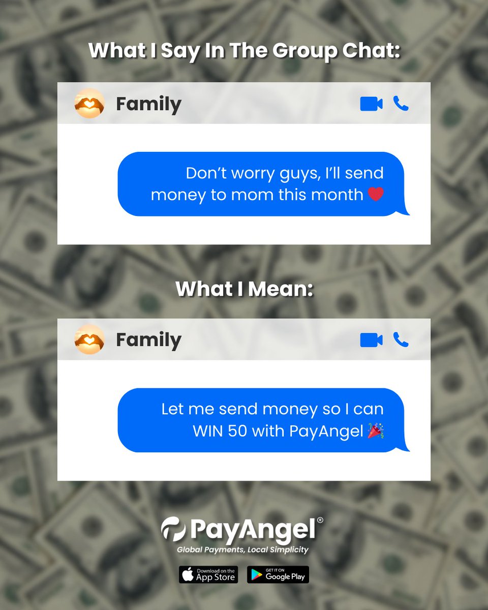PayAngelMoney's tweet photo. Sometimes it’s not just about duty… it’s about doing it smart! Send 200+ this month with PayAngel and you could WIN 50 too! 🚀
Could your name be next?

#PayAngel #Win #SendToWin #Giveaway #Africa #Asia #SendMoreThanMoney #Family #GroupChat #Remittance #MoneyTransfer https://t.co/JnCyLLl66t