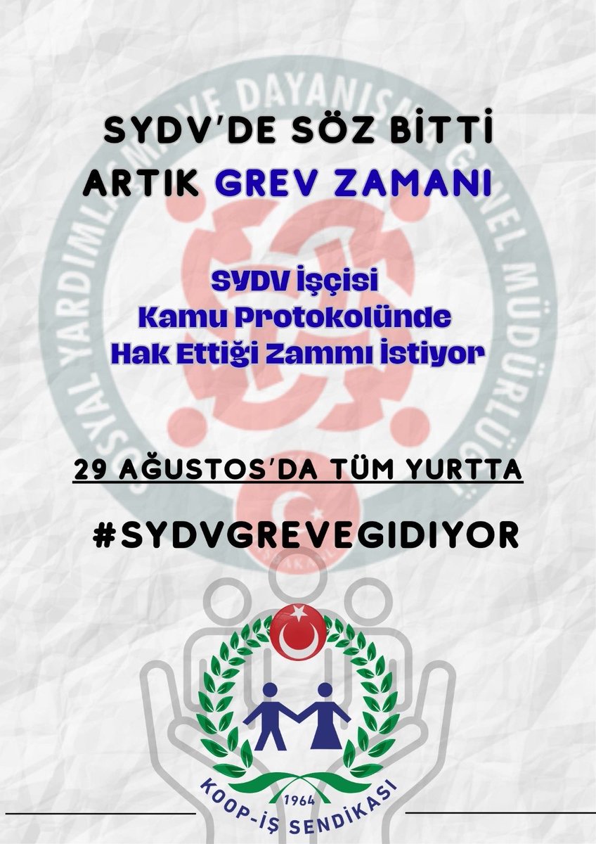SYDV' LER TÜHİS ÜYESİDİR.
‼️KAMU CERCEVE PROTOKOLU UYGULANMAK ZORUNDADIR‼️

  ⏩️   #SYDVGreveGidiyor

<a href="/_cevdetyilmaz/">Cevdet Yılmaz</a>
<a href="/tcailesosyal/">T.C. Aile ve Sosyal Hizmetler Bakanlığı</a>
<a href="/MahinurOzdemir/">Mahinur Özdemir Göktaş</a>
<a href="/csgbakanligi/">T.C. Çalışma ve Sosyal Güvenlik Bakanlığı</a>
<a href="/isikhanvedat/">Prof. Dr. Vedat Işıkhan</a>
<a href="/SayimMadak/">Dr. Sevim Sayım Madak 🇹🇷</a>
<a href="/ztarikdaroglu/">Zafer TARIKDAROĞLU</a>
<a href="/LemanYenigunAk/">Leman Yenigun</a>
<a href="/ashb_sygm/">Sosyal Yardımlar Genel Müdürlüğü</a>