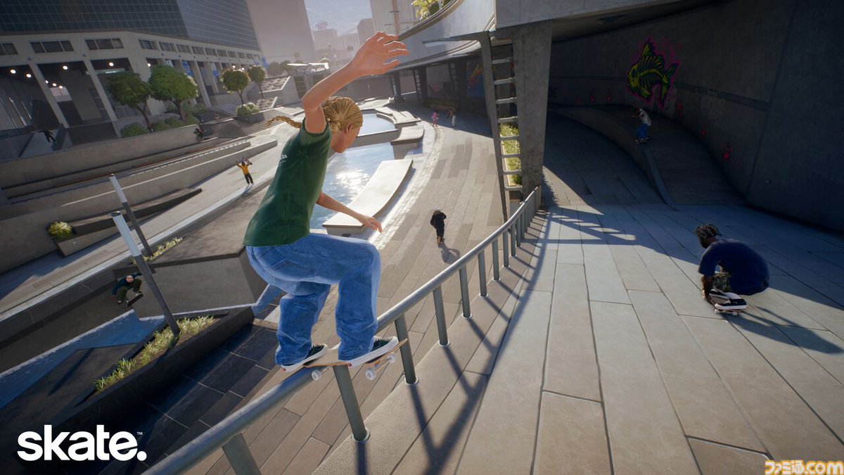 famitsu's tweet photo. オープンワールドスケボーゲーム『skate.』が9月17日アーリーアクセス開始決定。最大150人が同時プレイ可能でクロスプレイにも対応！
https://t.co/G0lE550CDm

対応プラットフォームはPS5/Xbox Series X|S/PS4/Xbox One/PCで、F2P（基本プレイ無料）タイトルとしてサービス予定 https://t.co/7xCRg3ygAl