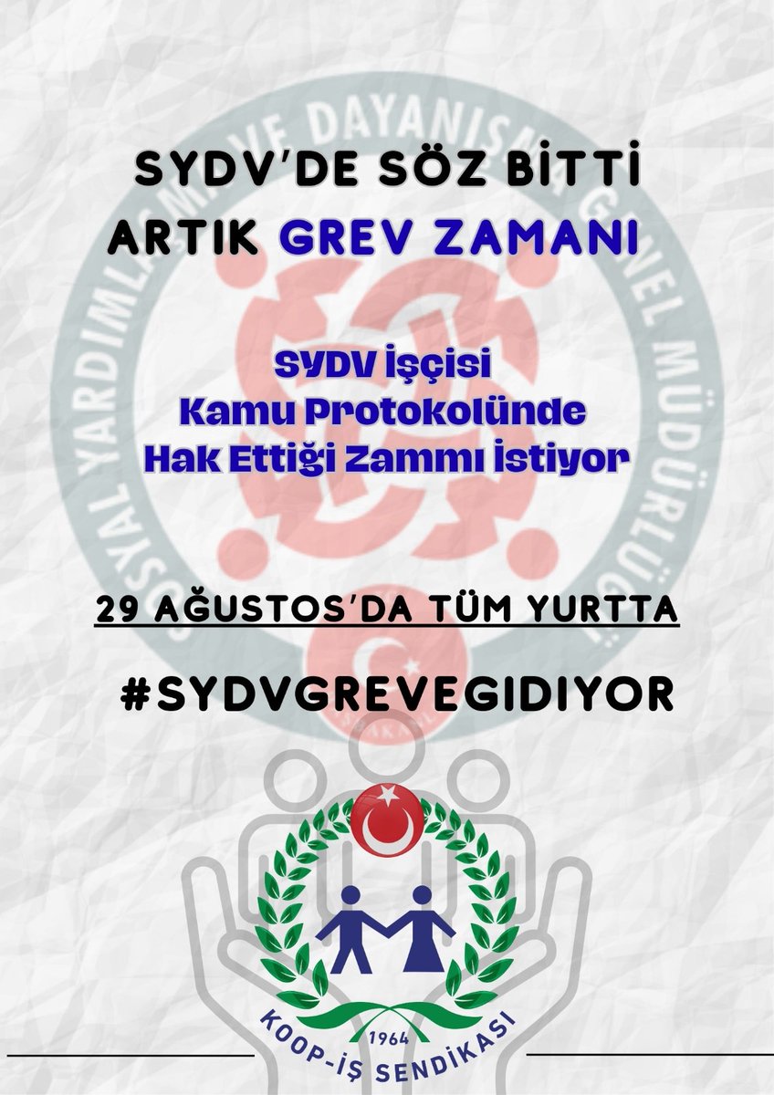 SYDV' LER TÜHİS ÜYESİDİR.
‼️KAMU CERCEVE PROTOKOLU UYGULANMAK ZORUNDADIR‼️

  ⏩️   #SYDVGreveGidiyor

<a href="/_cevdetyilmaz/">Cevdet Yılmaz</a>
<a href="/tcailesosyal/">T.C. Aile ve Sosyal Hizmetler Bakanlığı</a>
<a href="/MahinurOzdemir/">Mahinur Özdemir Göktaş</a>
<a href="/csgbakanligi/">T.C. Çalışma ve Sosyal Güvenlik Bakanlığı</a>
<a href="/isikhanvedat/">Prof. Dr. Vedat Işıkhan</a>
<a href="/SayimMadak/">Dr. Sevim Sayım Madak 🇹🇷</a>
<a href="/ztarikdaroglu/">Zafer TARIKDAROĞLU</a>
<a href="/LemanYenigunAk/">Leman Yenigun</a>
<a href="/ashb_sygm/">Sosyal Yardımlar Genel Müdürlüğü</a>