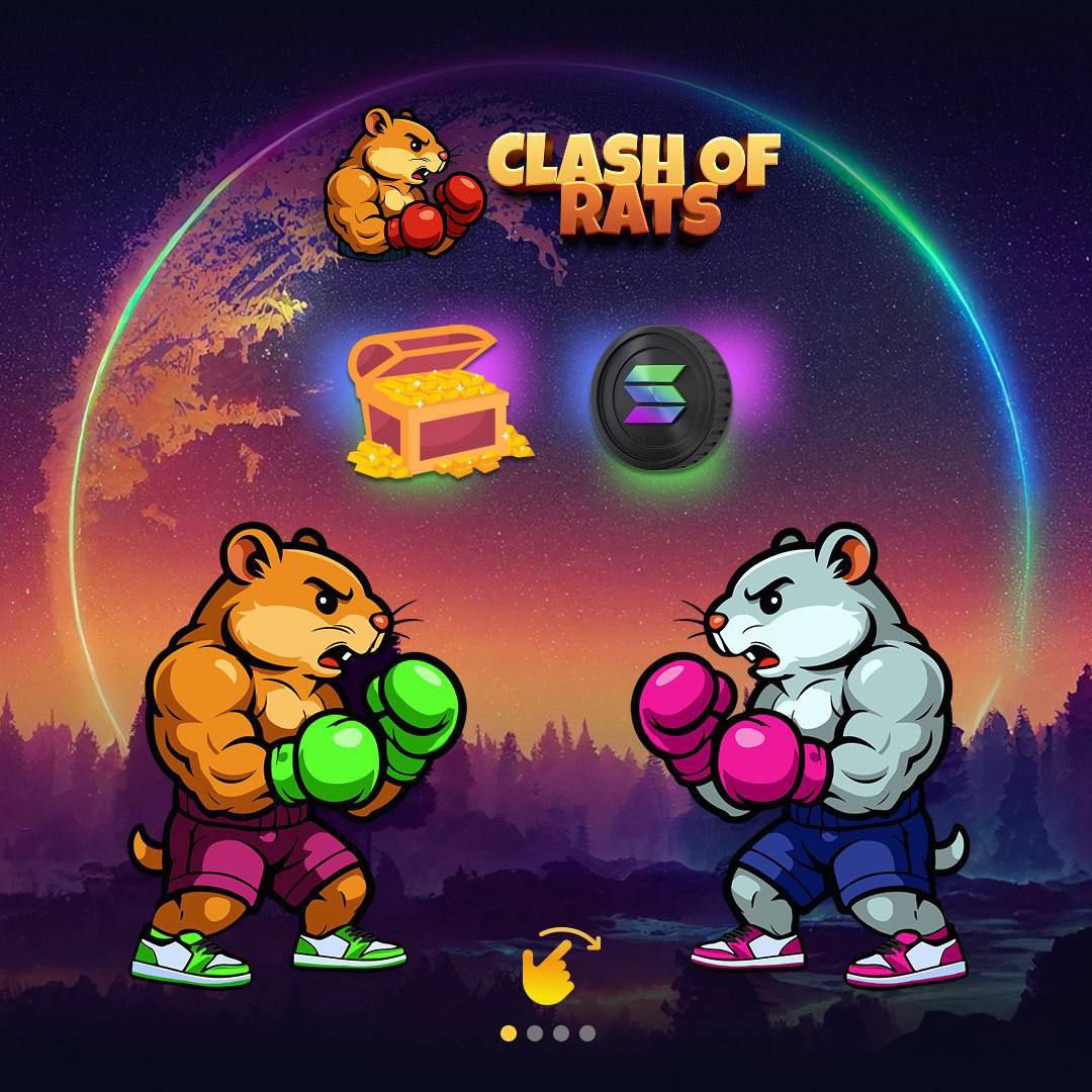 CRYPTOKRALI©️ (@cryptokrali3) on Twitter photo 🐀𝐂𝐋𝐀𝐒𝐇 𝐎𝐅 𝐑𝐀𝐓𝐒: 𝐒𝐎𝐋𝐀𝐍𝐀 𝐆𝐀𝐌𝐈𝐍𝐆 𝐅𝐎𝐑 𝐃𝐄𝐆𝐄𝐍𝐒 ⚔️
Fast battles, real rewards.
<a href="/clashofratsio/">Clash Of Rats Official</a> is bringing speed and strategy to Solana. Mint a Rat NFT for 0.067 SOL, duel in 22-second matches, and earn SOL every time you win.
Multiple arenas and 🐀𝐂𝐋𝐀𝐒𝐇 𝐎𝐅 𝐑𝐀𝐓𝐒: 𝐒𝐎𝐋𝐀𝐍𝐀 𝐆𝐀𝐌𝐈𝐍𝐆 𝐅𝐎𝐑 𝐃𝐄𝐆𝐄𝐍𝐒 ⚔️
Fast battles, real rewards.
<a href="/clashofratsio/">Clash Of Rats Official</a> is bringing speed and strategy to Solana. Mint a Rat NFT for 0.067 SOL, duel in 22-second matches, and earn SOL every time you win.
Multiple arenas and