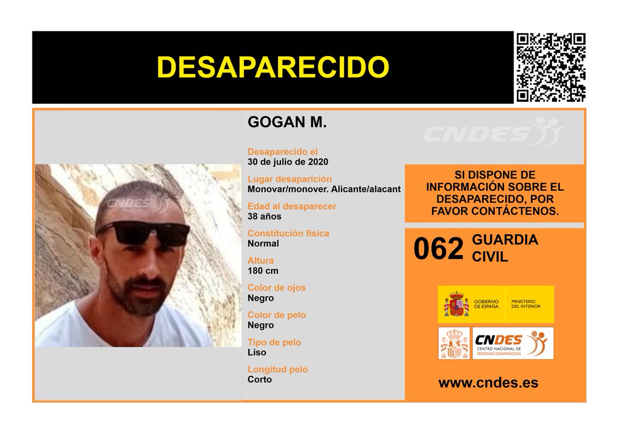 QSDglobal's tweet photo. SIN RASTRO DE GOGAN M.

Gogan, 38 años, está #desaparecido desde el día 30 de julio de 2020 en #Monovar #Alicante 

#TodosYTodoPorEncontrarlo https://t.co/CaWaDyYyii
