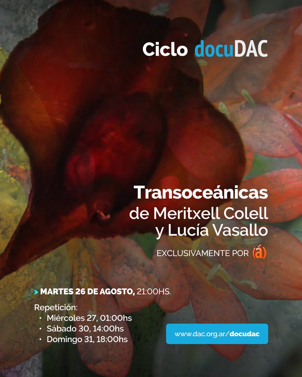 🎬 Ciclo #docudac por <a href="/canalacultura/">Canal(á)</a>

🎥”Transoceánicas" dirigida por Lucía Vassallo y Meritxell Colell

📺 Emite hoy martes 21hs

🗓️ Repite miércoles 1am, sábado 14hs y domingo 18hs por <a href="/canalacultura/">Canal(á)</a>

#docudac #dacdirectoresargentinos