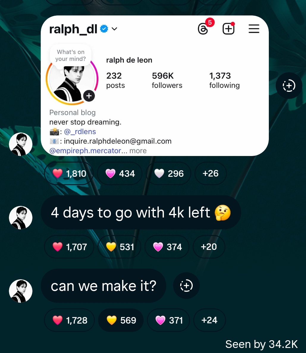 4k more for 600k followers on Ralph's Main Instagram!!! 🤍

#Last4DaysTilRalphAt25 (help us think of a better tag!)

Ralph De Leon | #RalphDeLeon