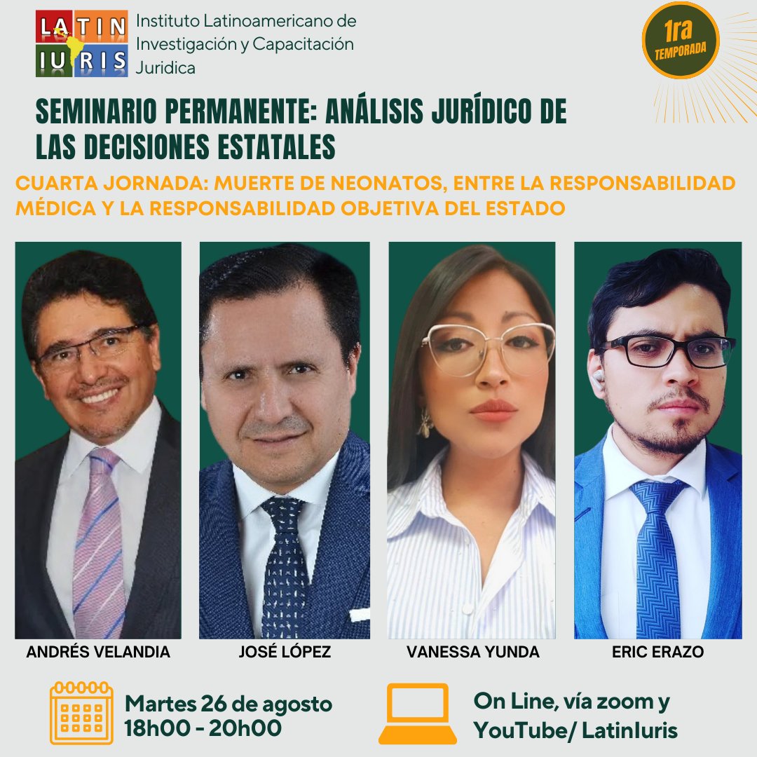 Varios neonatos fallecieron en hospitales públicos del Ecuador, analizaremos desde un enfoque jurídico la responsabilidad médica y la responsabilidad objetiva del Estado, nos acompañarán expertos de Colombia y Ecuador. Hoy 18:00, Registros aquí 👉👉
forms.gle/s1JFLr3b3vAyuz…