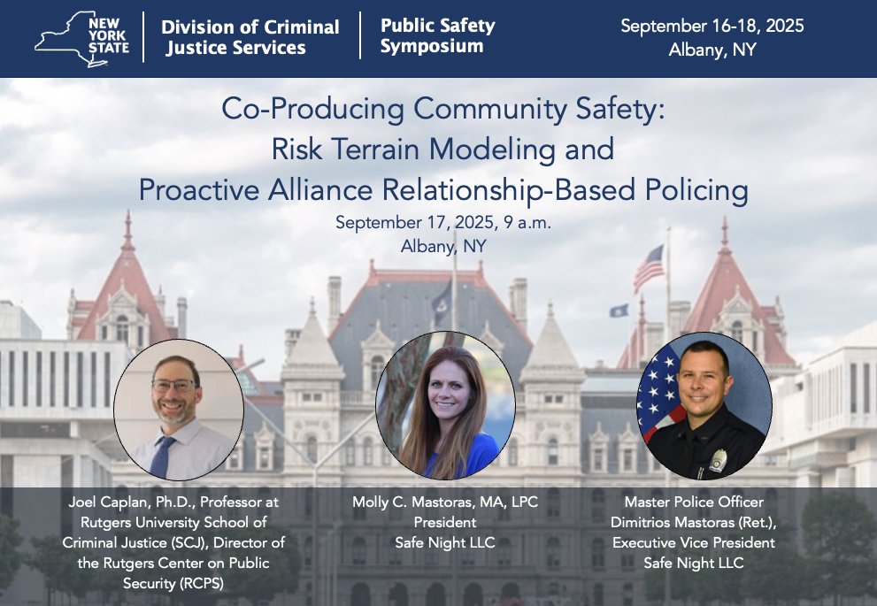 Join us at the 2025 <a href="/NYSDCJS/">NYS Division of Criminal Justice Services</a> Public Safety Symposium in Albany, NY, for our session, Co-Producing Community Safety: Risk Terrain Modeling and Proactive Alliance Relationship-Based Policing! 
#ProactiveAlliance
#RiskTerrainModeling
#CommunitySafety