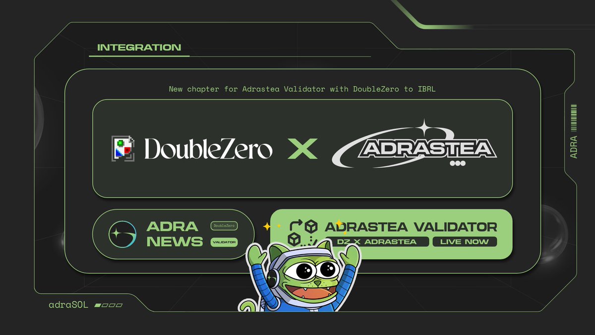 Adrastea Finance (@adrasteafinance) on Twitter photo We’re proud to announce our integration with <a href="/doublezero/">DoubleZero</a> to unlock today's high-performance blockchains.
Adrastea on a mission to Increase Bandwidth, Reduce Latency now! We’re proud to announce our integration with <a href="/doublezero/">DoubleZero</a> to unlock today's high-performance blockchains.
Adrastea on a mission to Increase Bandwidth, Reduce Latency now!