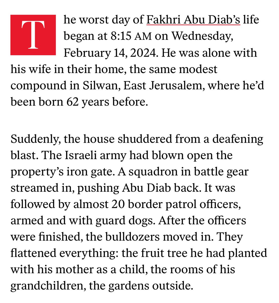“The agencies, which go by names like ‘My Israel Home,’ promote the idea of ‘putting down roots in the Holy Land’ as they market and sell luxury villas in settlements. Meanwhile…millions of Palestinians live in exile.” 

Hard to contemplate this level of injustice.