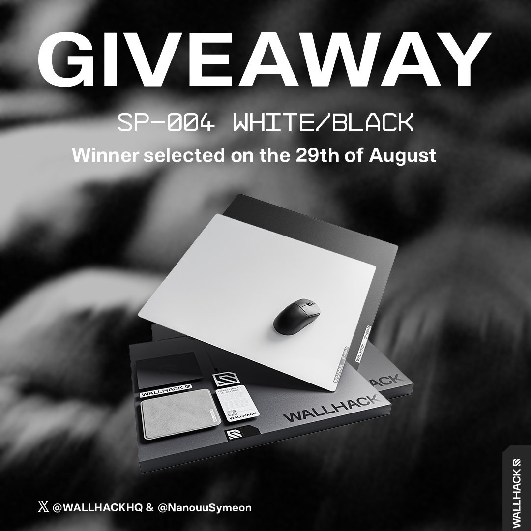 🚨 GIVEAWAY TIME 🚨

Together with <a href="/WallhackHQ/">WALLHACK©</a>, we’re giving away an SP-004 Glass Mousepad – winner can choose Black OR White! 🖤🤍

How to enter:
🔹 Follow <a href="/WallhackHQ/">WALLHACK©</a> &amp; <a href="/NanouuSymeon/">• nanou •</a>
🔹 RT this post 🔃
🔹 Tag 1 friend 👤
🔹 Comment your color choice 👇

⏰ Ends in 7 days!
✨