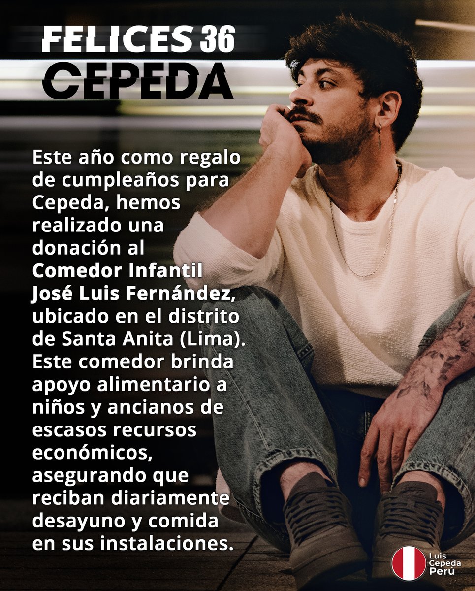 🎁 Este año nuestro regalo por el cumpleaños de <a href="/cepedaoficial/">Luis</a> ha sido destinado al "Comedor Infantil José Luis Fernández", el cual apoya a niños y ancianos de escasos recursos económicos, brindándoles desayuno y comida en sus instalaciones.
#Felices36Cepeda