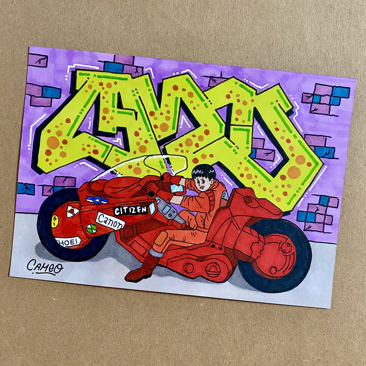 Kaneda &amp; his motorbike #Akira #cameograffiti #graffiti