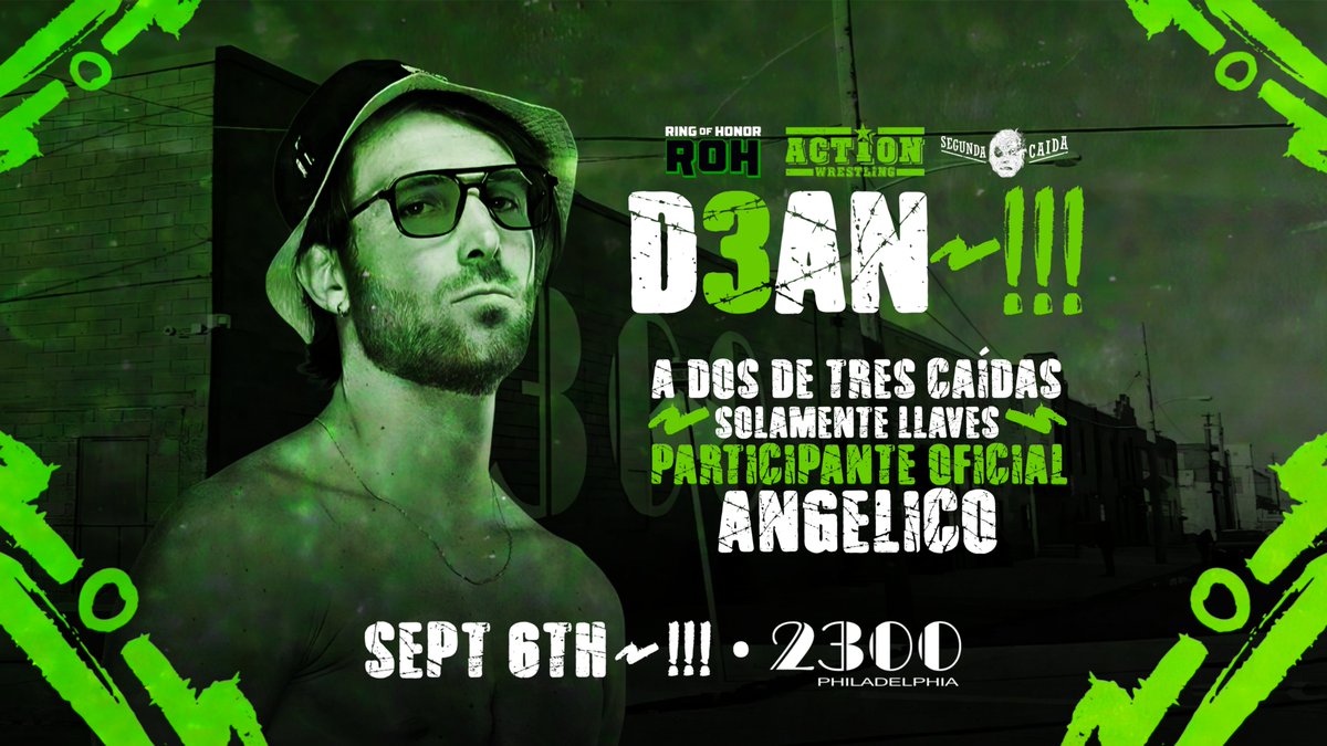 At #ACTIONDean~!!!3 we present, for the first time.....
MAESTROS contra MAESTROS TRIOS match, 2/3 Falls, submissions ONLY

Your third participant is ANGELICO
ACTION DEAN~!!!3
Sept 6
Philadelphia PA - 2300 Arena
