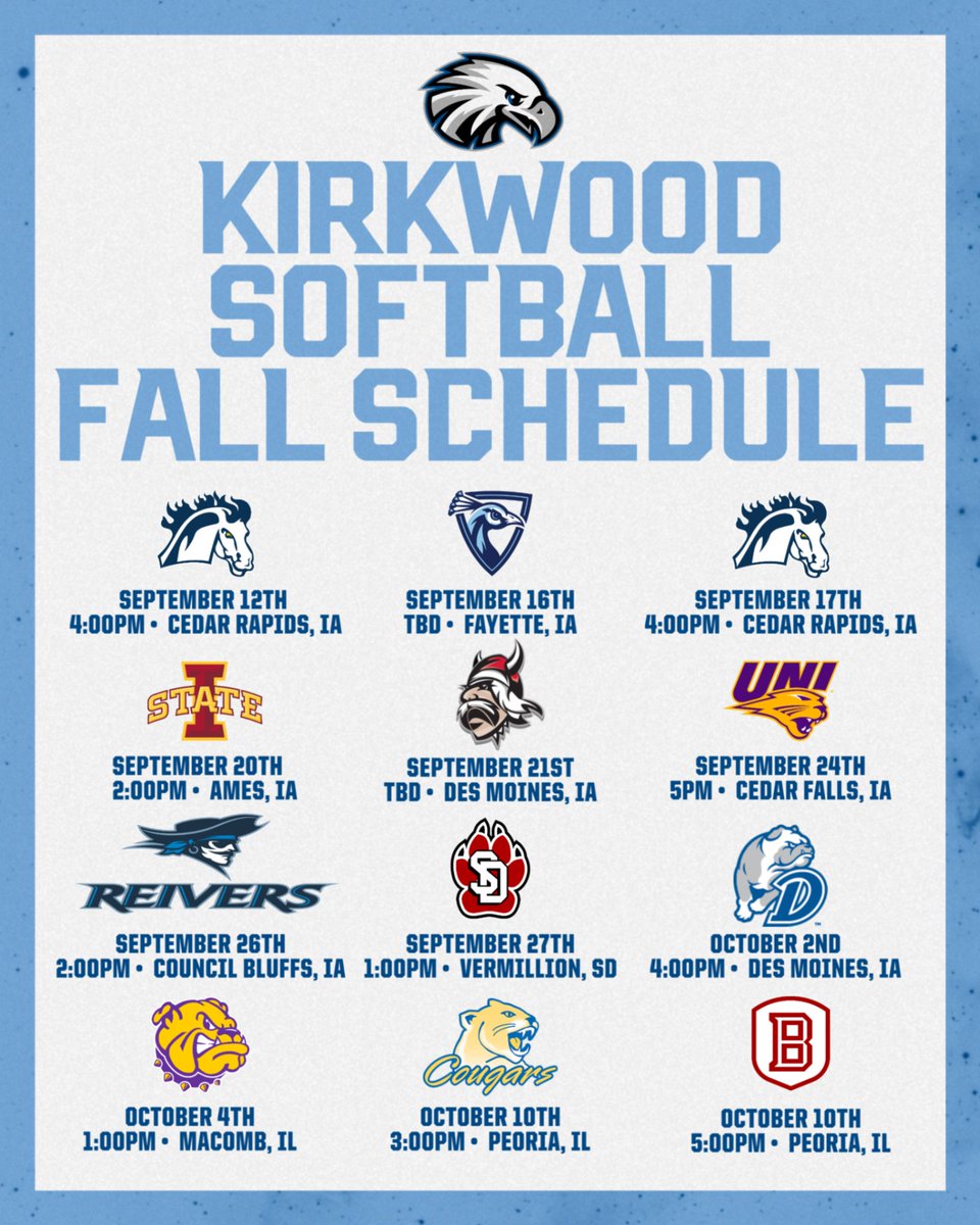 Kirkwood Eagles (@kirkwoodeagles) on Twitter photo SOFTBALL
Fall ball action is right around the corner for Kirkwood Softball!
#GoEagles🦅🥎 |
<a href="/KCC_SB/">Kirkwood Softball</a> SOFTBALL
Fall ball action is right around the corner for Kirkwood Softball!
#GoEagles🦅🥎 |
<a href="/KCC_SB/">Kirkwood Softball</a>