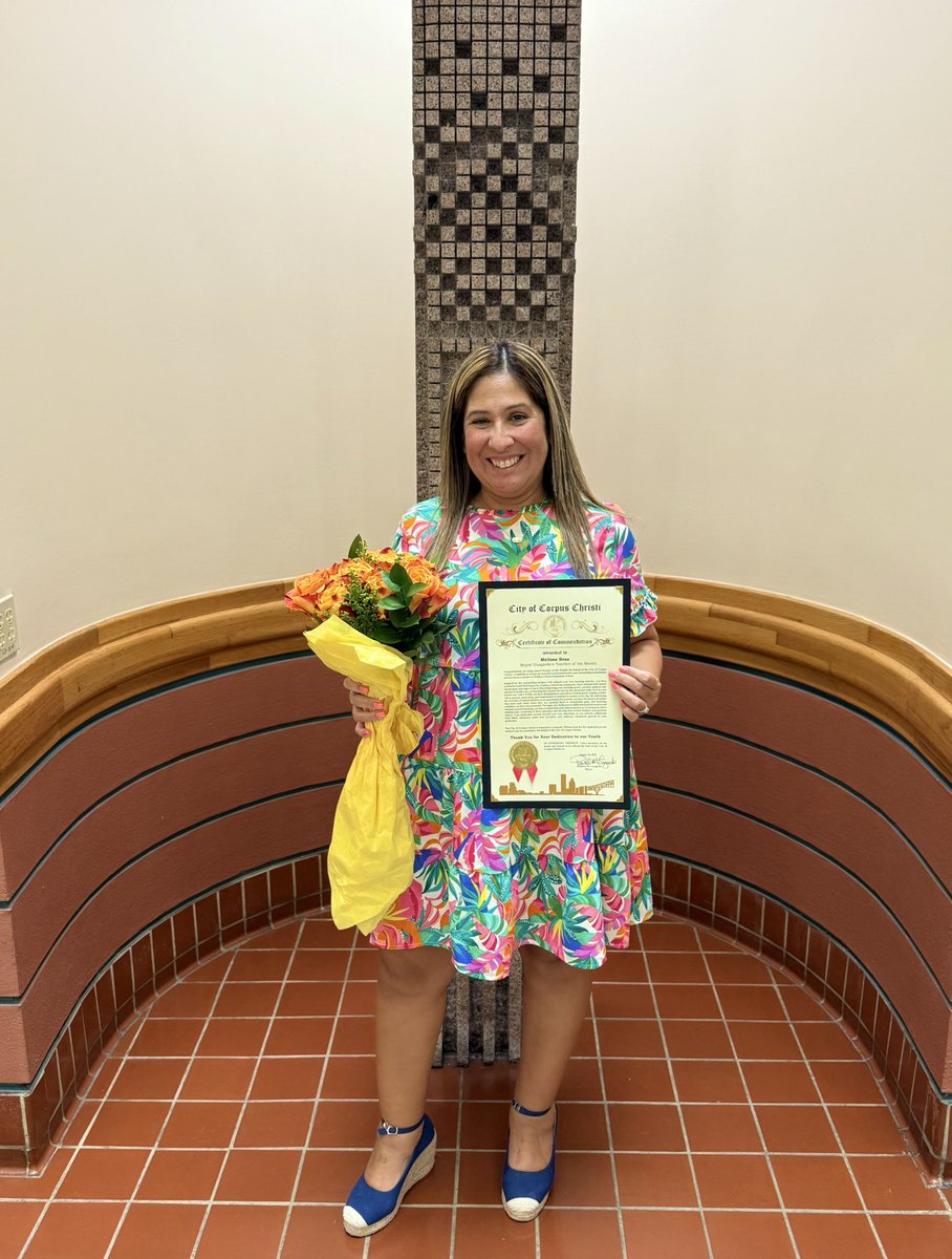 Congratulations to our City of Corpus Christi August Teacher of the Month, Ms. Melissa Sosa! 🎉 She was recognized at City Hall for her hard work &amp; dedication to students. We are so proud to have her on our 4th Grade team, inspiring growth and success every day! #WeAreGibson 🐻