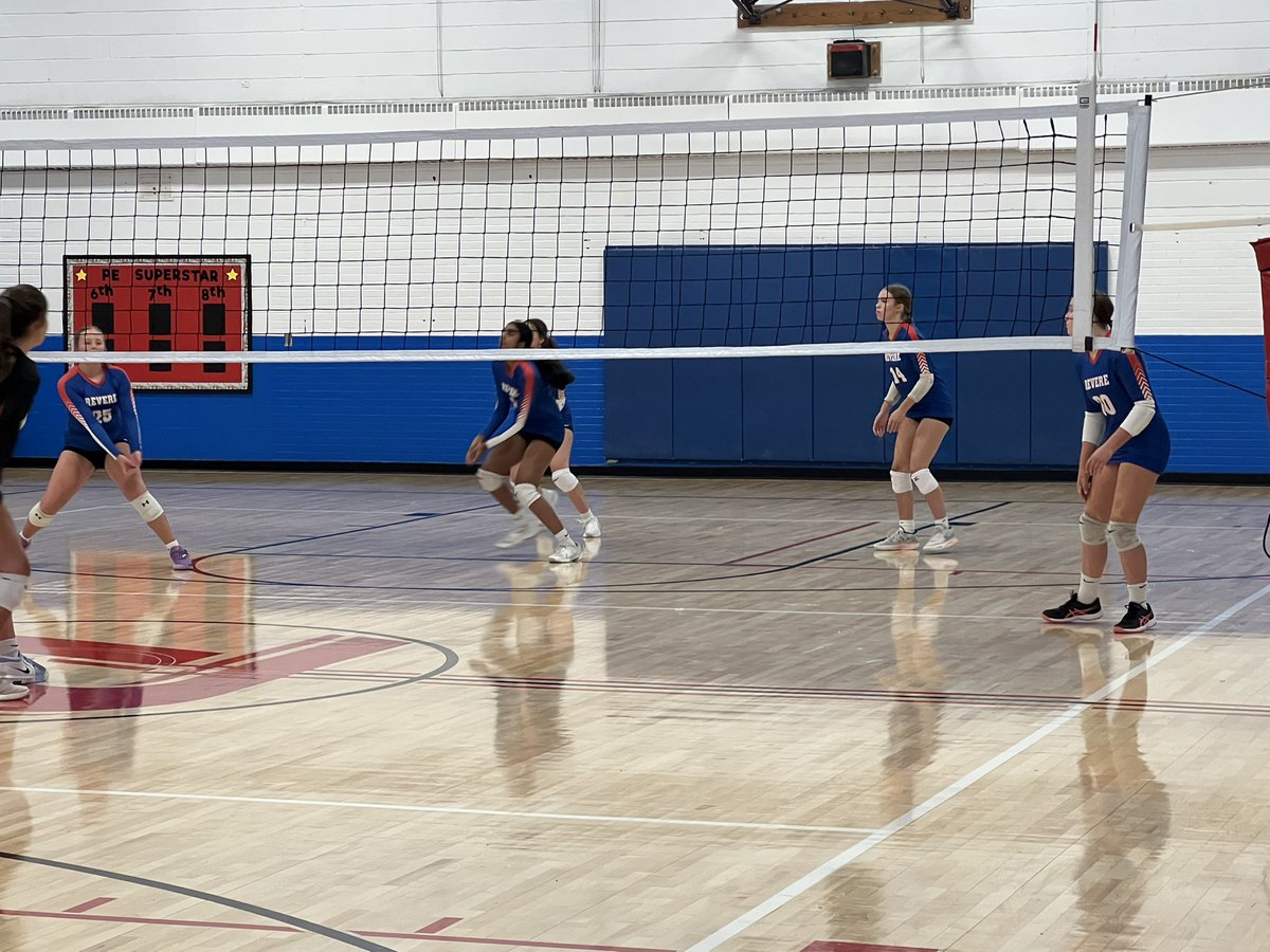 8th grade volleyball in action vs. Brecksville.