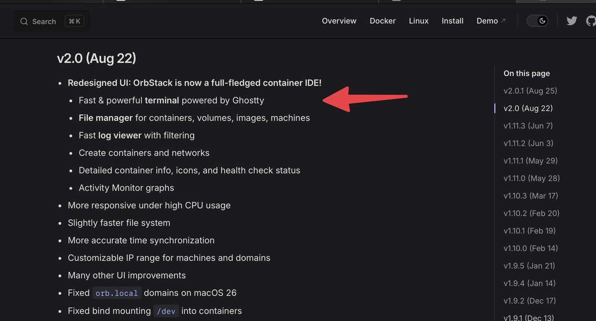 mitchellh's tweet image. Yeah! @OrbStack 2.0 embedded Ghostty as their built-in terminal (via libghostty). If you use OrbStack, you&apos;re now also using Ghostty. So cool to see this. I think we&apos;ll only see more of this when libghostty stabilizes and gets packaged properly.