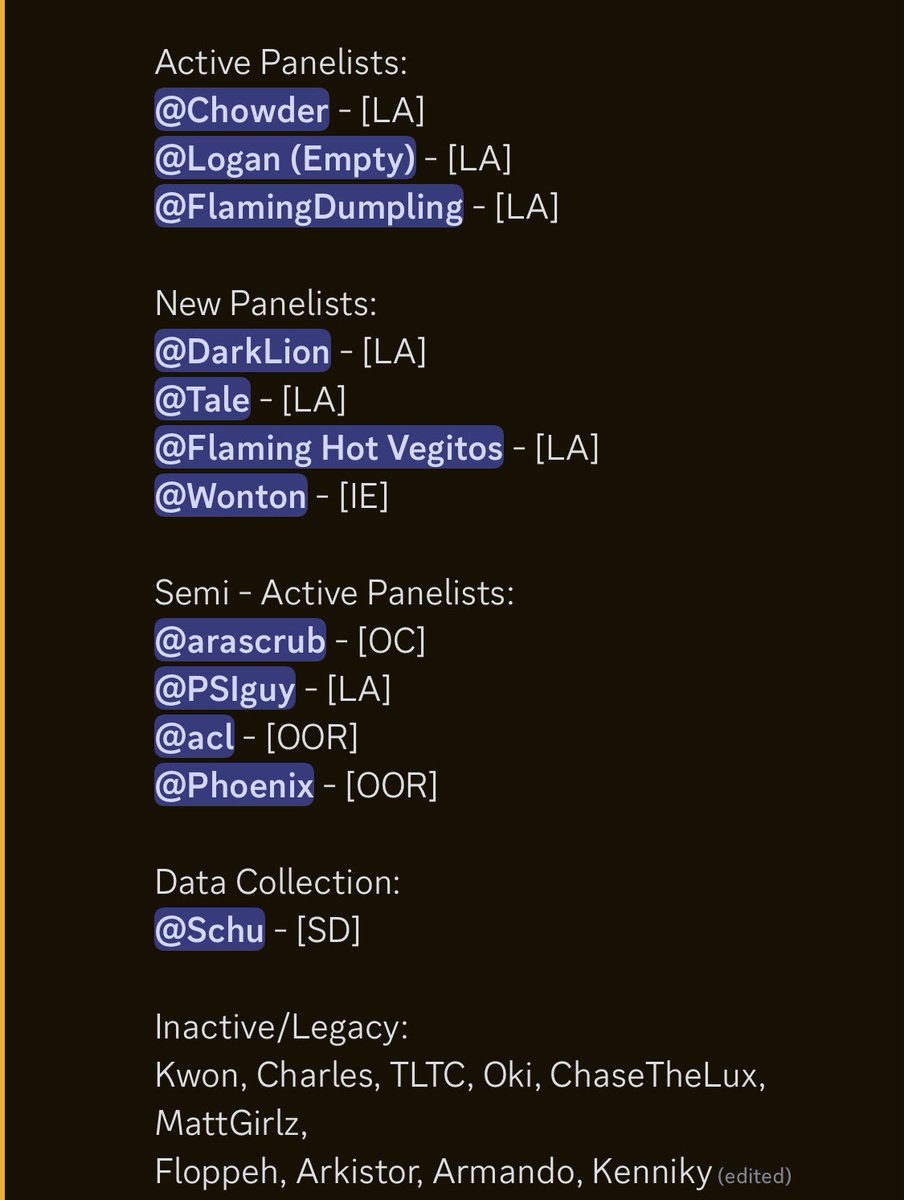 New and updated list of PR panel members! Thank you to everyone who applied, the efforts and passion from the community is so wonderful to see! Hope everyone is excited for the next PR as we are!