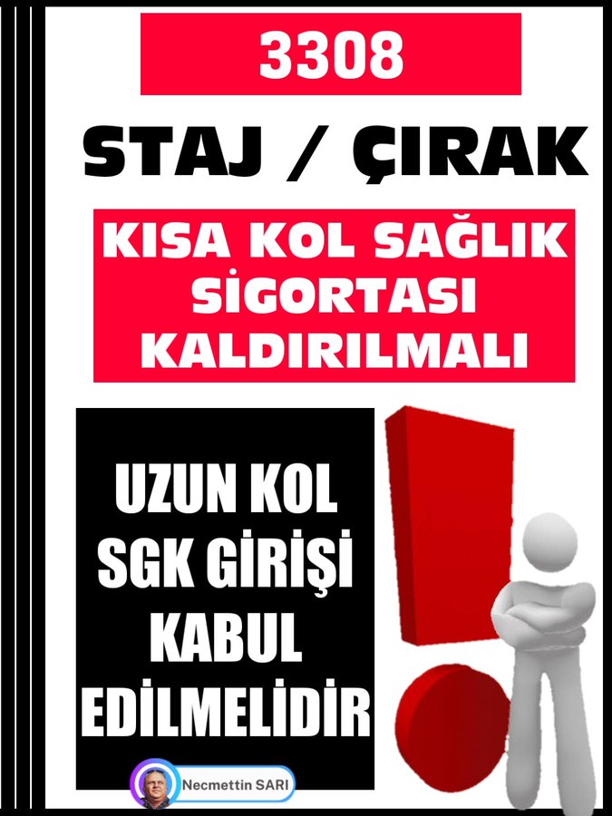 <a href="/ElifGne945976/">🇹🇷Elif 🇹🇷</a> <a href="/platfrmcirakstj/">STAJ VE ÇIRAKLIK SİGORTASI MAĞDURLARI PLATFORMU</a> <a href="/RTErdogan/">Recep Tayyip Erdoğan</a> <a href="/_cevdetyilmaz/">Cevdet Yılmaz</a> <a href="/isikhanvedat/">Prof. Dr. Vedat Işıkhan</a> <a href="/csgbakanligi/">T.C. Çalışma ve Sosyal Güvenlik Bakanlığı</a> <a href="/skaygusuz/">Salih Kaygusuz</a> <a href="/ipekcoskun_/">İpek Coşkun Armağan</a> <a href="/yavuzatar/">yavuz atar</a> <a href="/abdulkadirozbek/">Abdulkadir ÖZBEK</a> <a href="/YunusEmreMks/">Yunus Emre Müküs</a> <a href="/cagatayozdemirr/">Çağatay Özdemir</a> <a href="/ahmetozdinc/">Dr. Ahmet Özdinç</a> <a href="/aliarifozzeybek/">Dr. Ali Arif Özzeybek</a> <a href="/Cvatandas/">Celalettin Vatandaş</a> <a href="/dbdevletbahceli/">Devlet Bahçeli</a> <a href="/yilmaztunc/">Yılmaz TUNÇ</a> <a href="/adalet_bakanlik/">T.C. Adalet Bakanlığı</a> <a href="/tcmeb/">Millî Eğitim Bakanlığı</a> <a href="/memetsimsek/">Mehmet Simsek</a> <a href="/HMBakanligi/">T.C. Hazine ve Maliye Bakanlığı</a> <a href="/ticaret/">T.C. Ticaret Bakanlığı</a> <a href="/TCSanayi/">Sanayi ve Teknoloji Bakanlığı</a> <a href="/tcailesosyal/">T.C. Aile ve Sosyal Hizmetler Bakanlığı</a> <a href="/cbsbb/">T.C. Cumhurbaşkanlığı Strateji ve Bütçe Başkanlığı</a> <a href="/TCCBHPK/">Cumhurbaşkanlığı Hukuk Politikaları Kurulu</a> <a href="/Tisk_kurumsal/">TİSK</a> <a href="/MHP_Bilgi/">MHP</a> <a href="/erkanakcay45/">Erkan Akçay</a> <a href="/ifarukaksu/">İsmail Faruk Aksu</a> <a href="/buyukataman/">İsmet Büyükataman</a> <a href="/ismailozdemirrr/">İsmail ÖZDEMİR 🇹🇷</a> <a href="/Akparti/">AK Parti</a> <a href="/ahaber/">A Haber</a> <a href="/Haberturk/">Habertürk</a> <a href="/cnnturk/">CNN TÜRK</a> <a href="/ntv/">NTV</a> <a href="/nowhaber/">NOW HABER</a> <a href="/tv100/">TV100</a> <a href="/tgrthabertv/">TGRT HABER</a> <a href="/HaberGlobal/">Haber Global</a> <a href="/startv/">STAR TV</a> <a href="/KanalD/">Kanal D</a> <a href="/trthaber/">TRT HABER</a> 62

Çalışma var Hakkı yokmu❓️
Sigorta var sayan yokmu❓️
3308 i duyan var çözen yokmu ❓️
<a href="/RTErdogan/">Recep Tayyip Erdoğan</a> 
<a href="/Onuronal_/">Onur Önal</a>
<a href="/isikhanvedat/">Prof. Dr. Vedat Işıkhan</a> 
<a href="/_cevdetyilmaz/">Cevdet Yılmaz</a> 
<a href="/dbdevletbahceli/">Devlet Bahçeli</a>
<a href="/MuratCahidCINGI/">Dr.Murat Cahid CINGI</a>
3308 Yasası Yüzünden
#ÇıraklıkHayattıAmaKayıtlıDeğil
#StajEmektiEmekYokSayılamaz